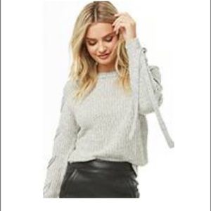 Forever21 Ribbed Lace Up Sweater Sz L